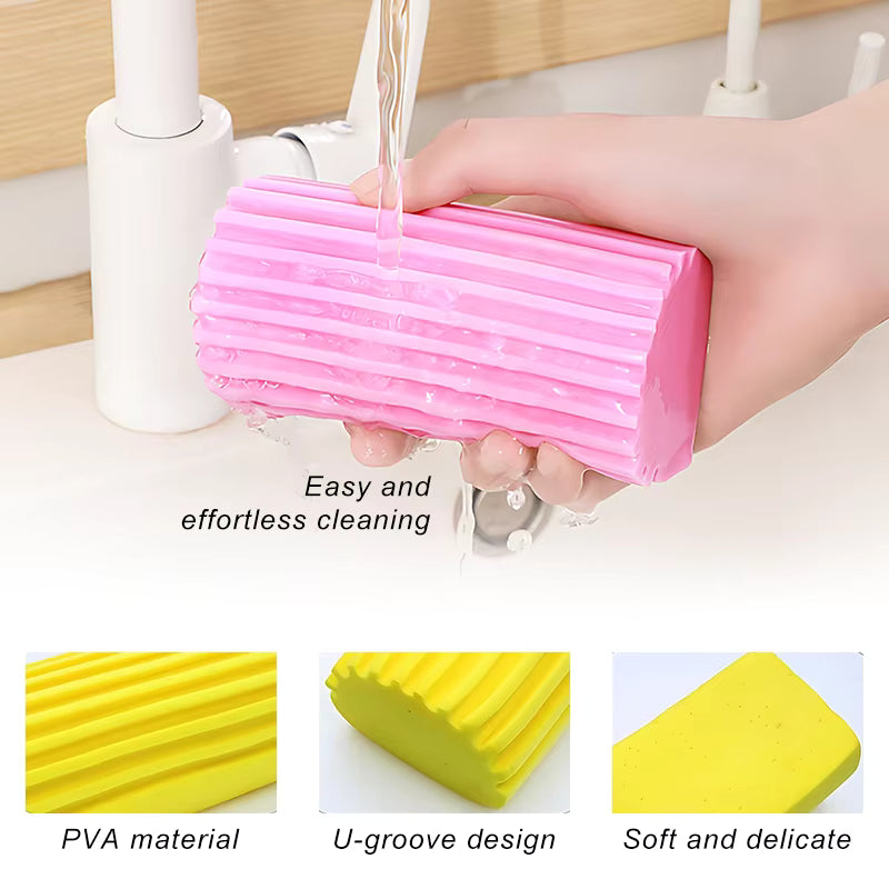 DustPro™ PVA sponge effortlessly removes dust and debris from various surfaces with just water.