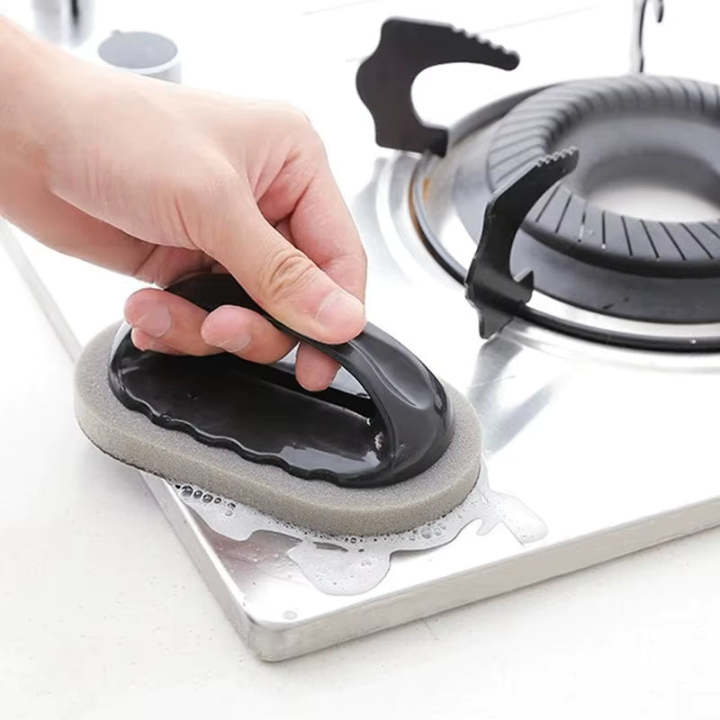 RustAway™ emery sponge brush used to clean stove top
