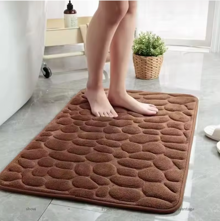 Trendvore anti-slip shower mat in brown color, soft and durable bathroom rug