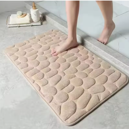 Trendvore anti-slip shower mat in peach color, soft and durable bathroom rug