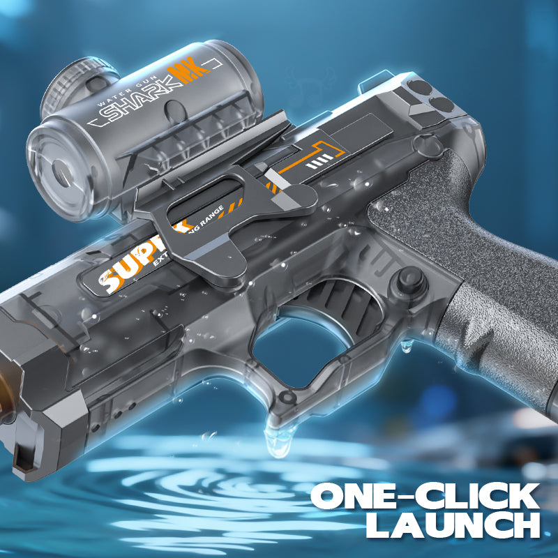 User-friendly one-click launch trigger system on the AquaBlaster™ motorized water gun
