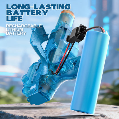 High-performance USB rechargeable battery compartment powering the AquaBlaster™ motorized water gun