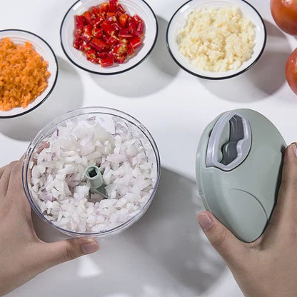 ChopEase™ manual vegetable chopper filled with freshly chopped vegetables, ready for cooking or serving