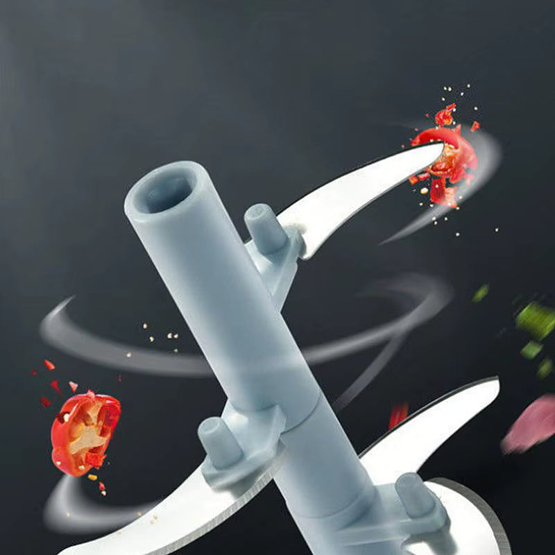 Close-up of ChopEase™ sharp stainless steel blades designed for precise and effortless chopping