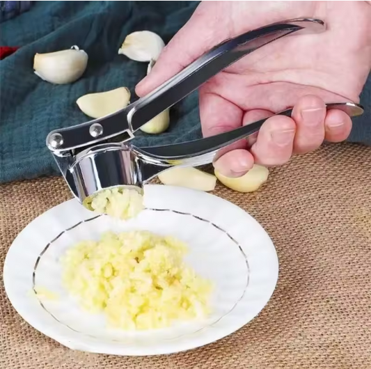 Manual zinc alloy garlic press for kitchen use
