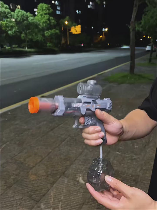 Demonstration video showing the continuous electric stream and high-pressure action of the AquaBlaster™ water gun
