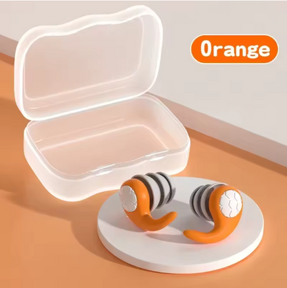 SoftSeal™ noise-blocking earplugs in orange color, designed for visibility and comfortable fit