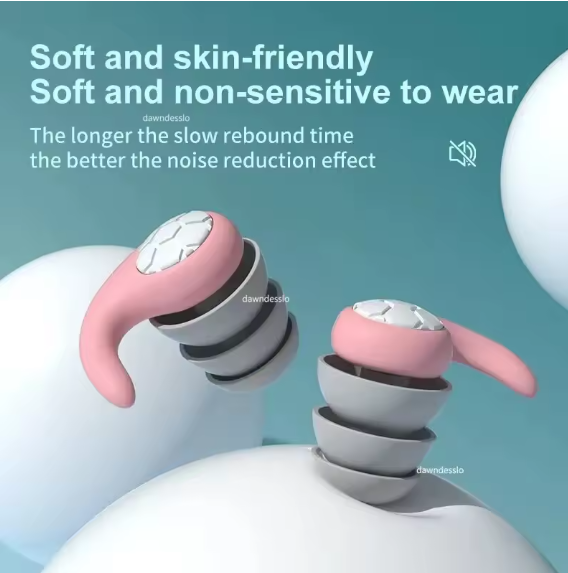 Close-up of SoftSeal™ earplugs highlighting their soft, skin-friendly material designed for all-night comfort