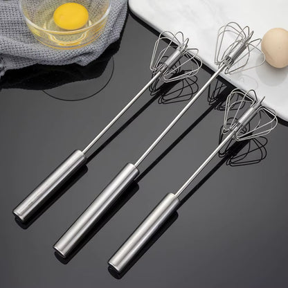 SwiftWhisk™ manual stainless steel rotary whisks set showcasing all sizes