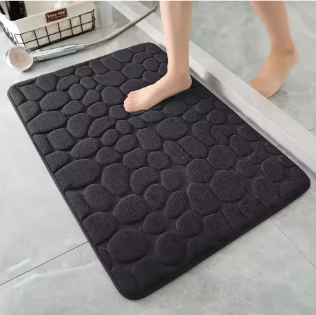 Trendvore anti-slip shower mat in black color, soft and durable bathroom rug