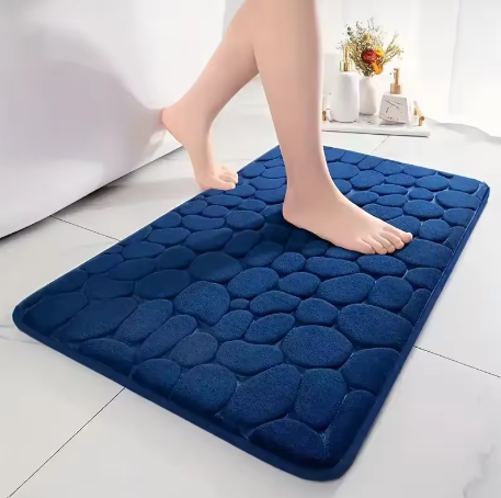 Trendvore anti-slip shower mat in blue color, soft and durable bathroom rug