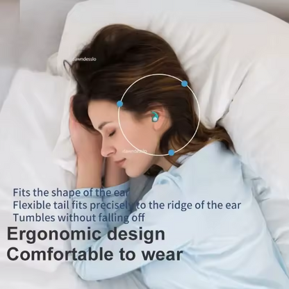 Woman sleeping peacefully with SilentSeal™ mouth tape applied, promoting nasal breathing and reducing snoring for a restful night